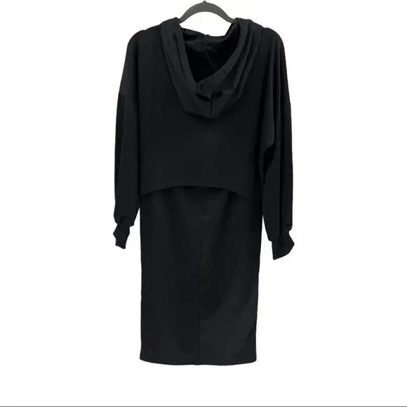 Black Women's Drawstring Hoodie Skirt Set Size Medium M - Picture 13 of 15